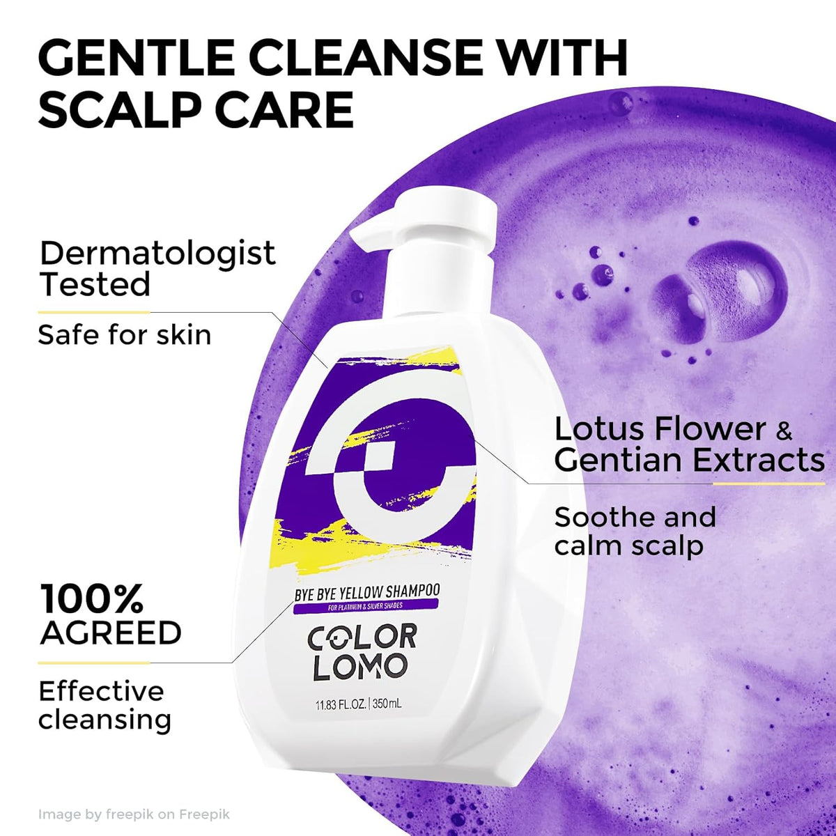 Bye Bye Yellow Purple Shampoo, Neutralizes Brass & Yellow Tones, Sulfate Free, For Color Treated