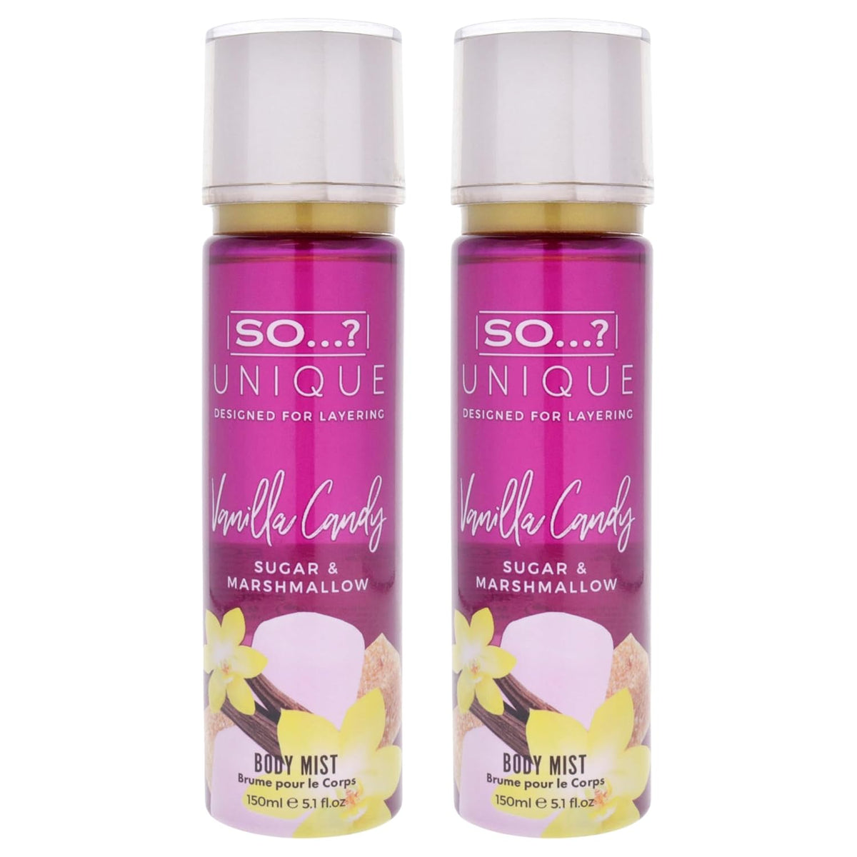 So...? Unique Body Mist - Vanilla Candy for Women - 5.1 oz Body Mist - Pack of 2