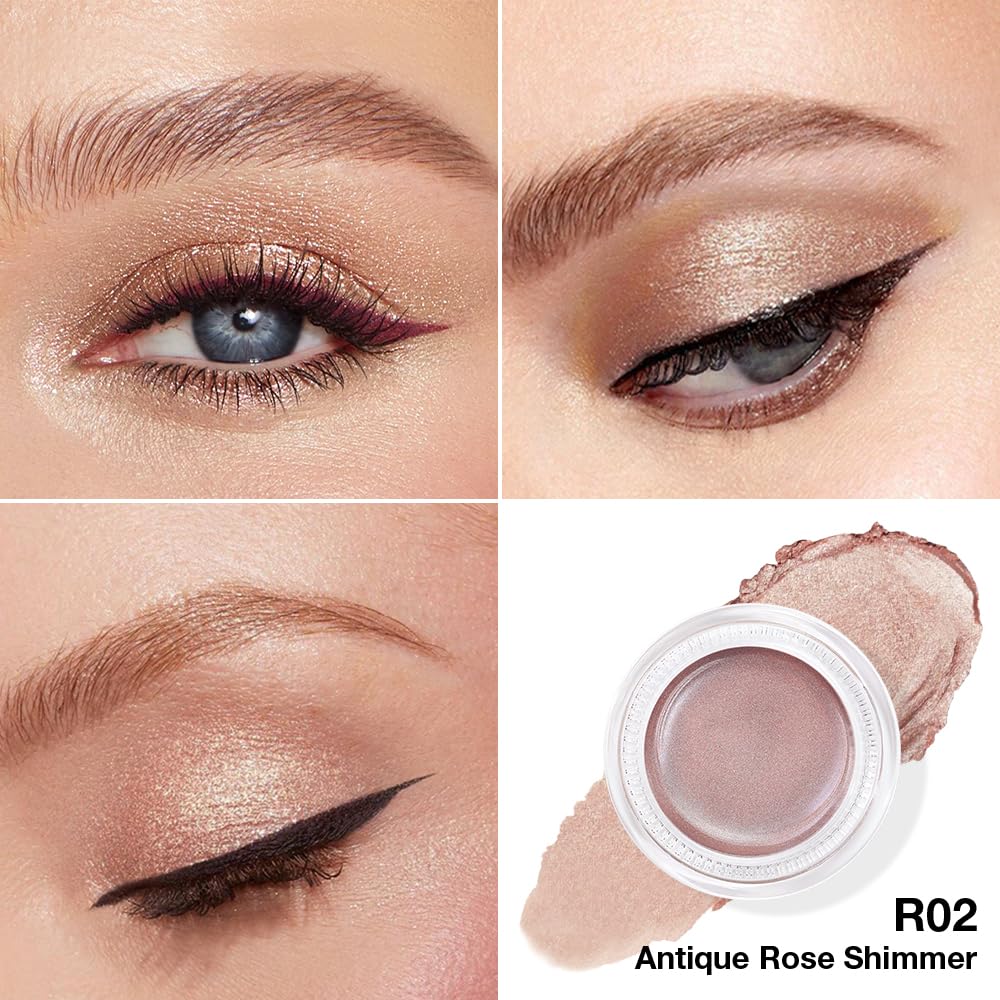 Cream Glitter Antique Rose Shimmer Metallic Eyeshadow Palette Makeup, Natural Single Mini Instant