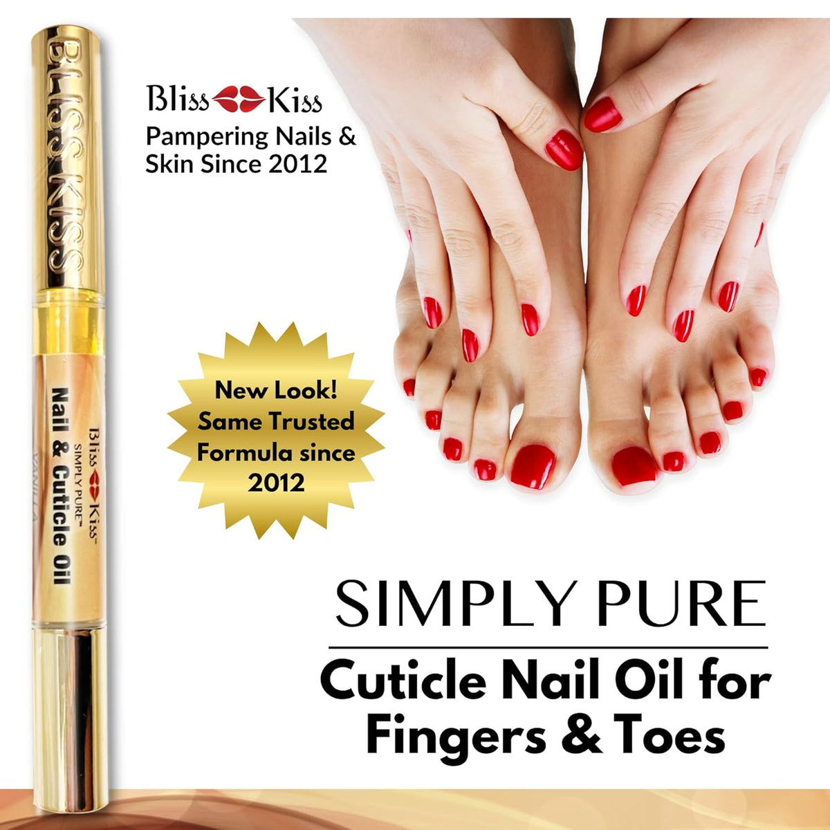 Bliss Kiss | 1 Vanilla Fragrance | Nail Oil Cuticle Pen w/Vitamin E & Jojoba⏤Nail Strengthener Nail