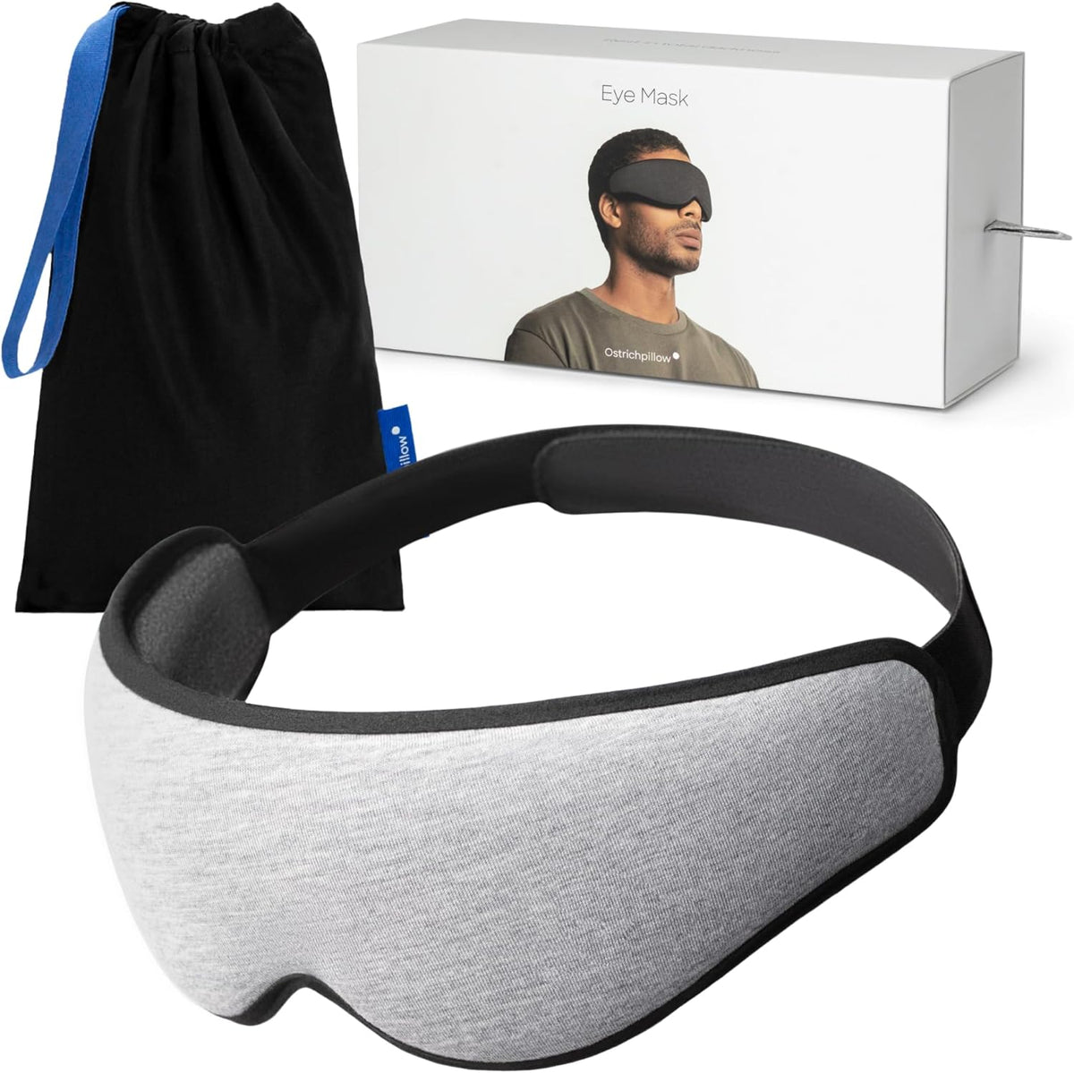 Ostrichpillow Eye Mask, Sleep Mask for Men Women 100% Blackout, No Pressure On Eyes, Soft &