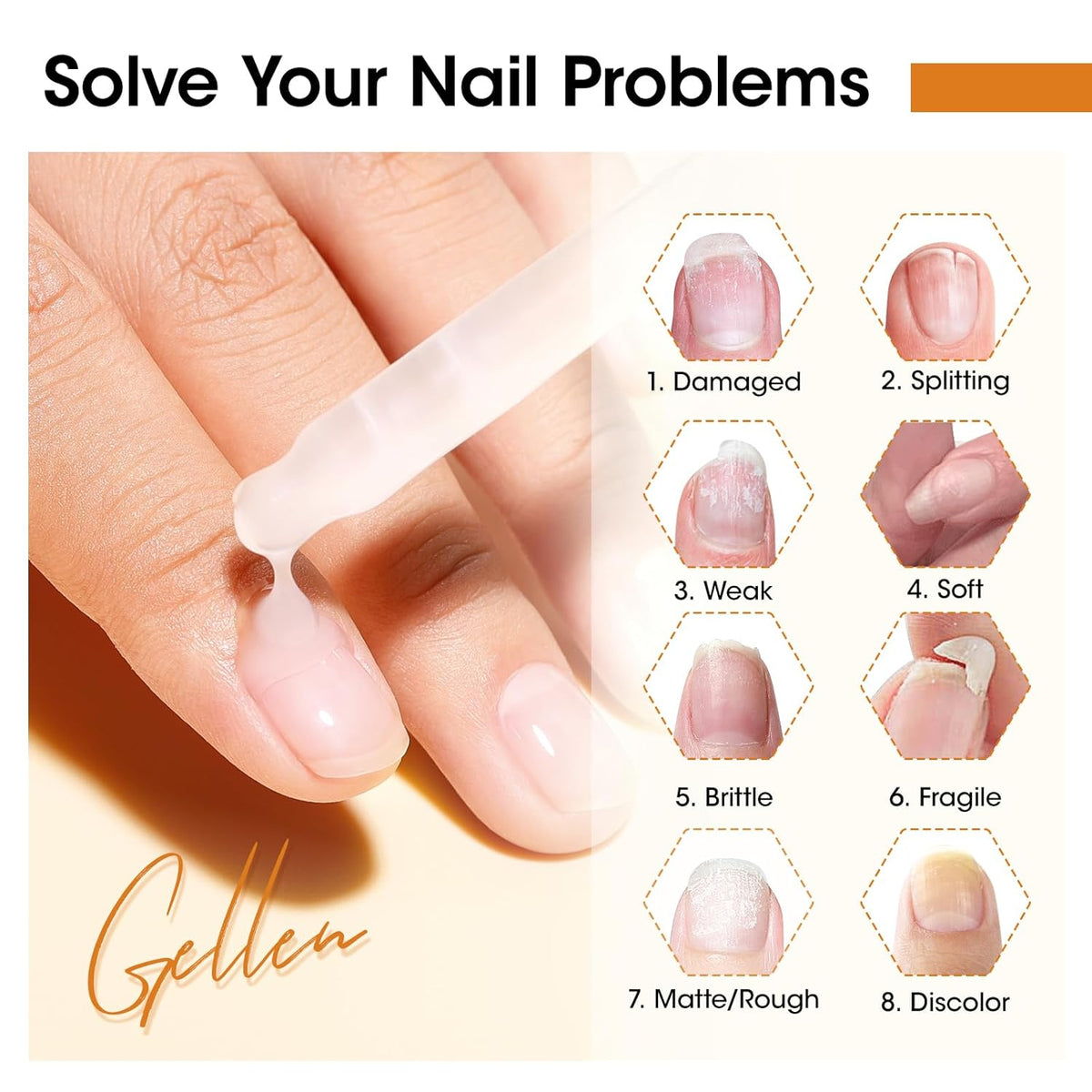 Gellen 30ml Ginger Nail Growth Serum for Nail Strengthener and Growth, Nail Repair Treatment for