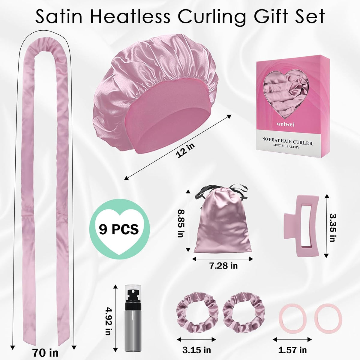 weiwei Satin Heatless Curlers Hair Curler, No Heat Curls Overnight Hair Curlers to Sleep In
