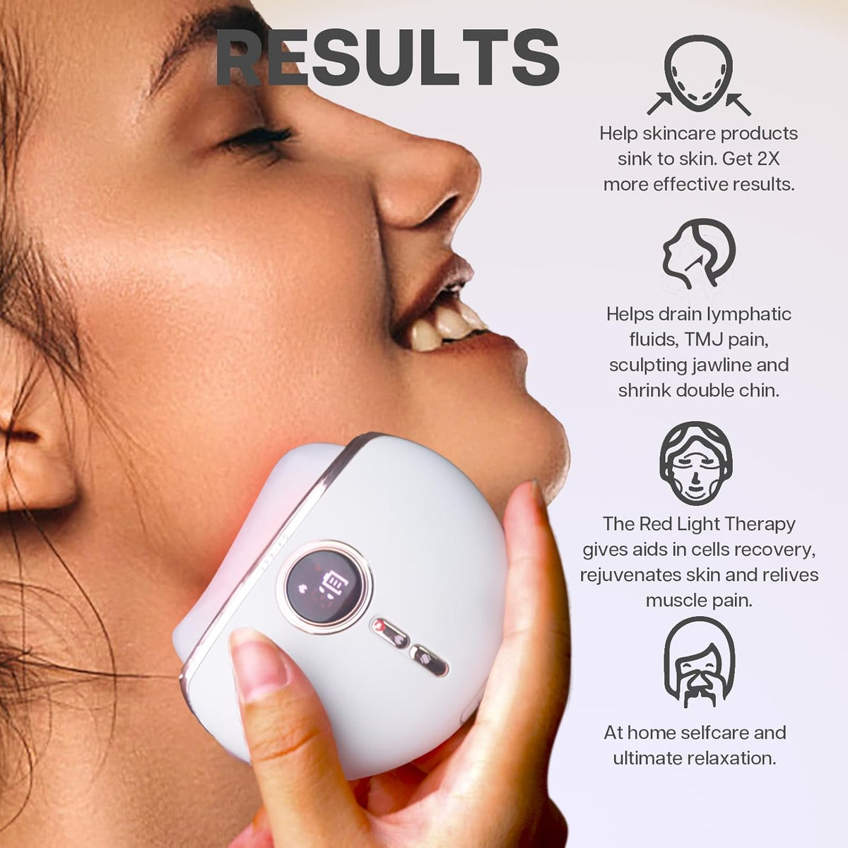 Aurora LED Gua Sha Device, Jade Stone Gua Sha Facial Tool with Heat and Vibration, Face Massager