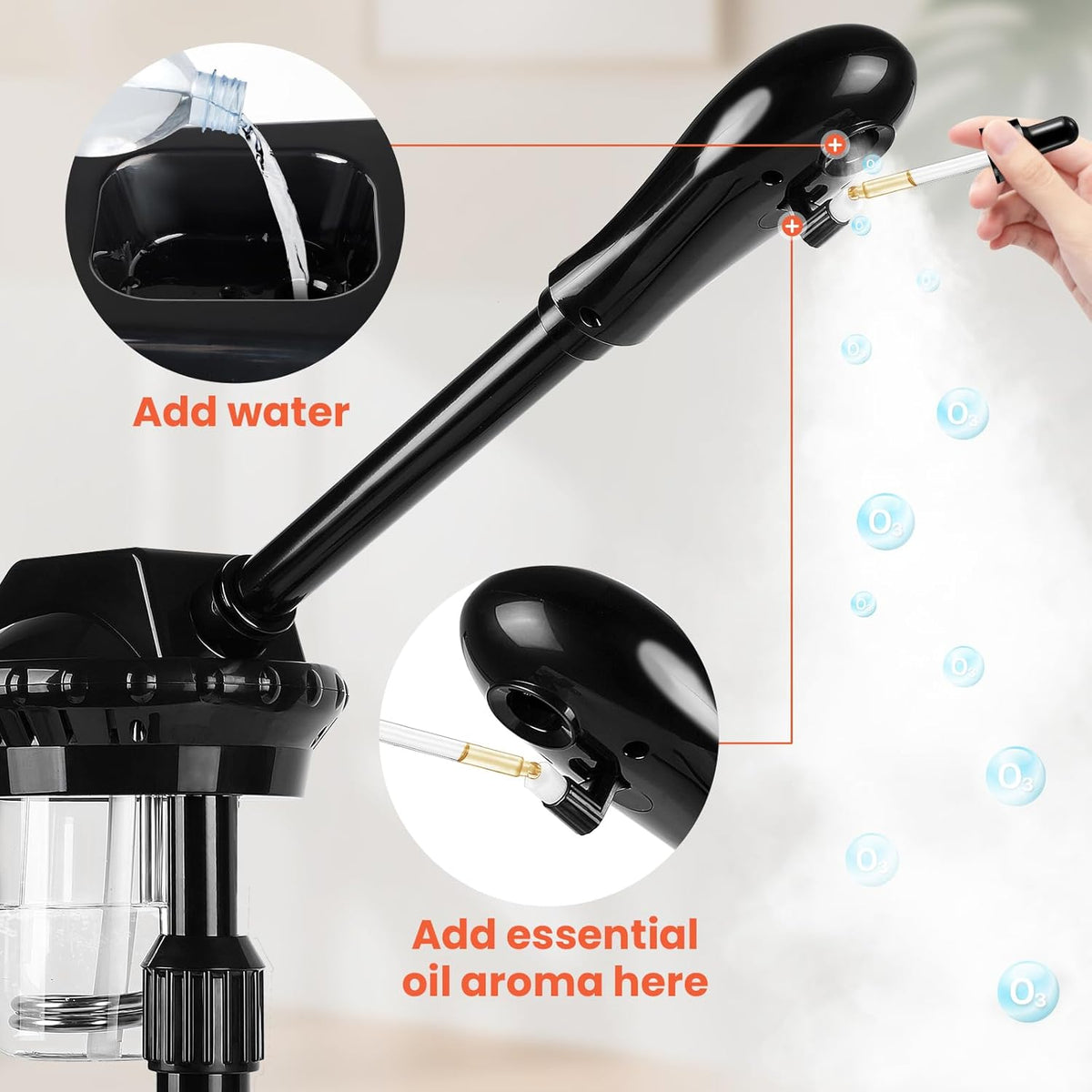 Professional Face Steamer, Adjustable Height and Angle, Facial Steamer Clean Skin Firming Pores and