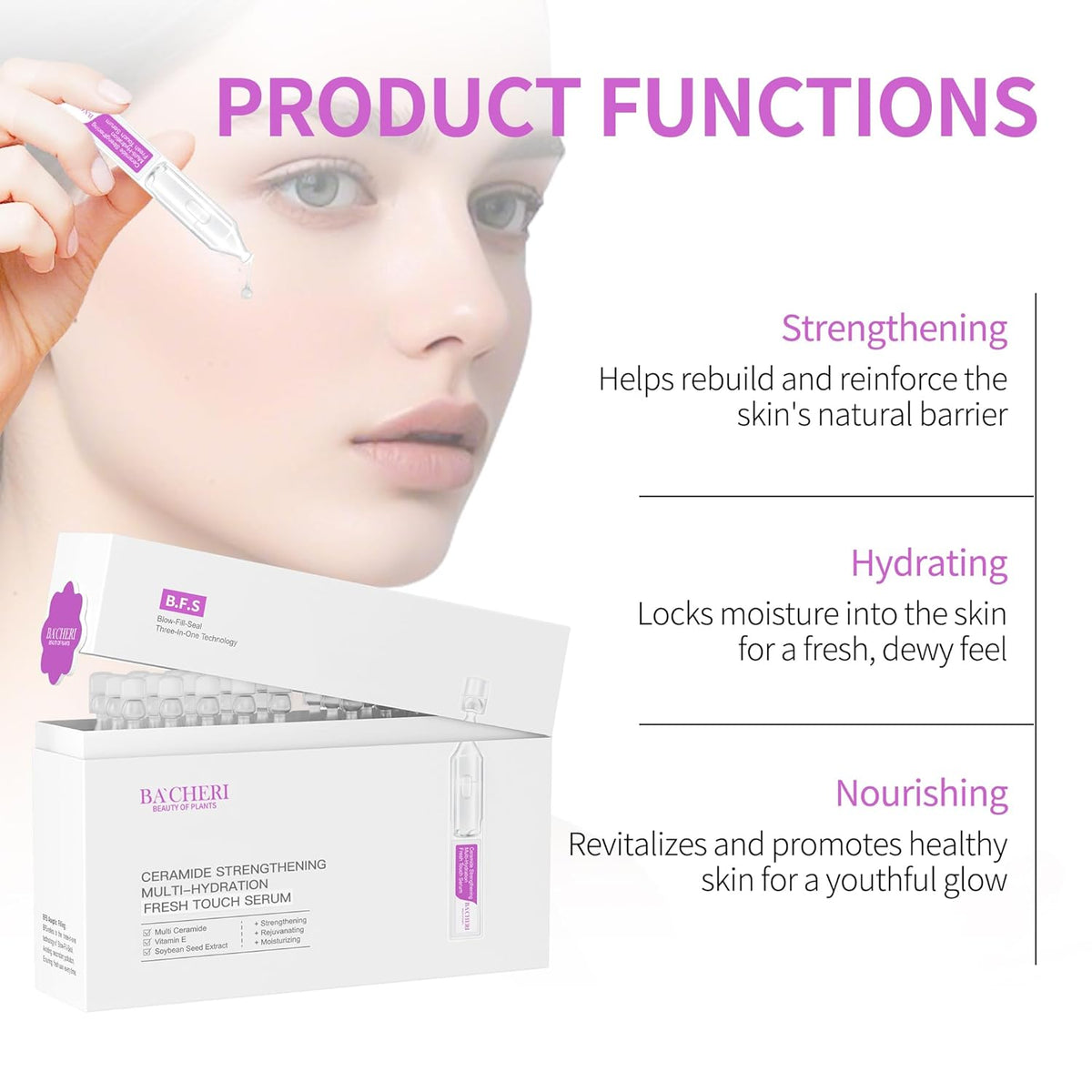 Ceramide Serum for Dry Sensitive Skin - Triple Ceramide Complex with Hyaluronic Acid, Strengthening