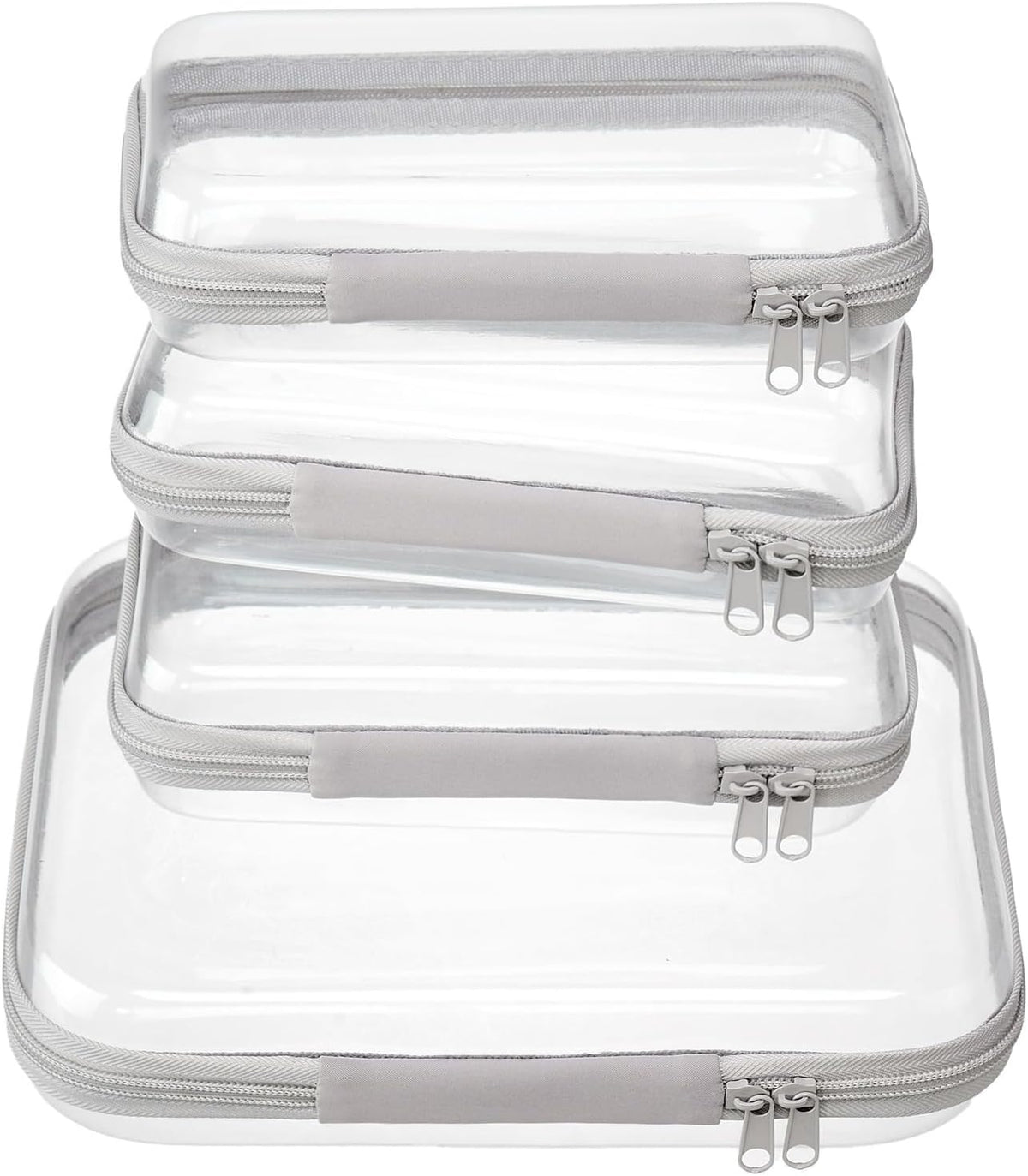 4 pcs Clear Zipper Pouches,Hard Shell Zipper Case, Toiletry Bag for Travel, CLear Diaper Bag