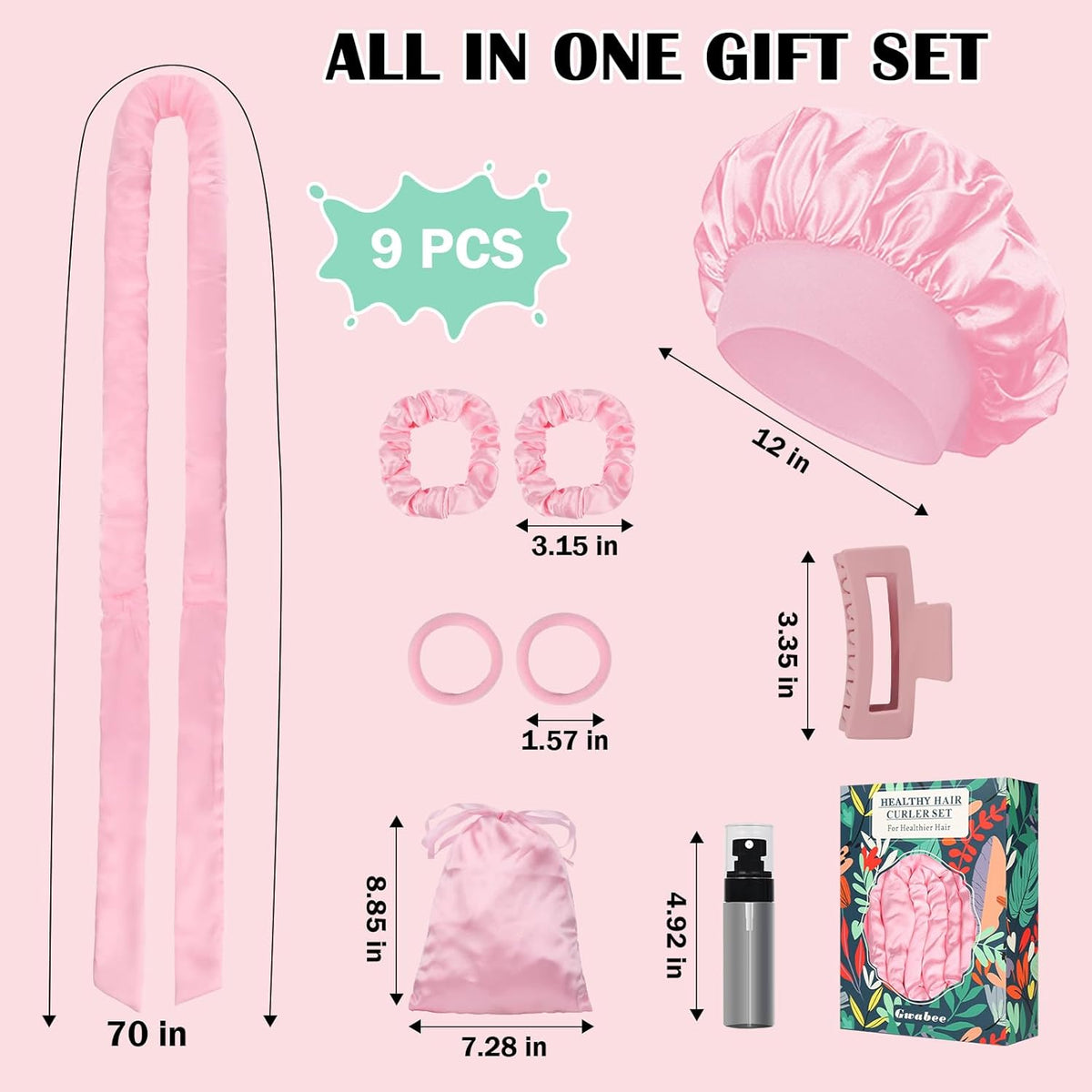 Satin Heatless Curls Overnight Hair Curlers to Sleep In Hair Curler Rollers No Heat Hair Wrap for