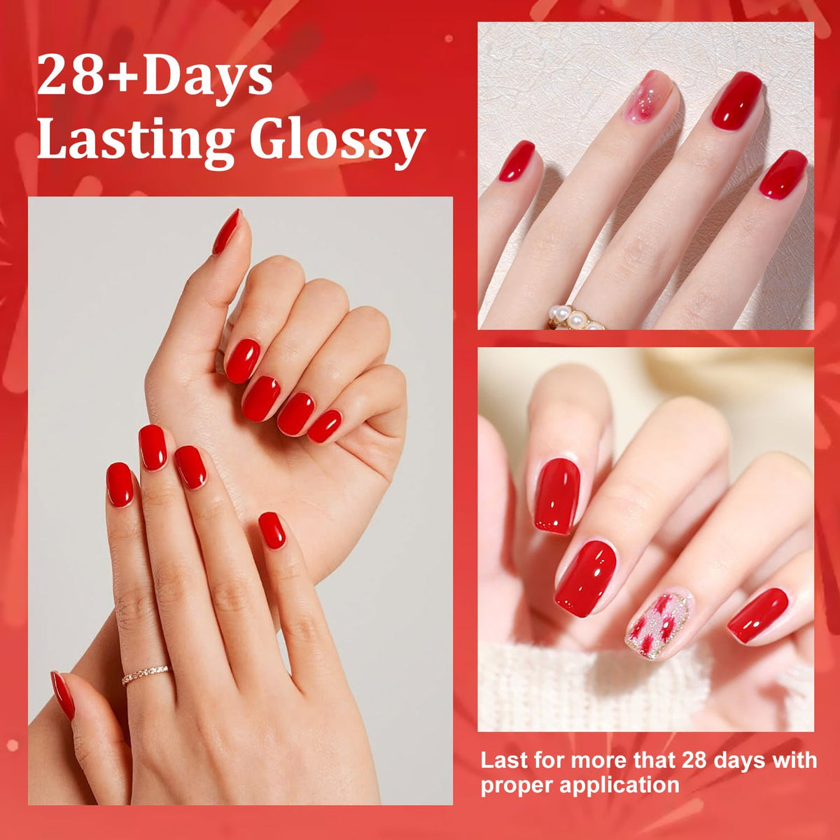 Major Dijit Quick Dry Nail Polish Rose Red Summer Nail Lacquer for Nail Art Regular Nail Polish