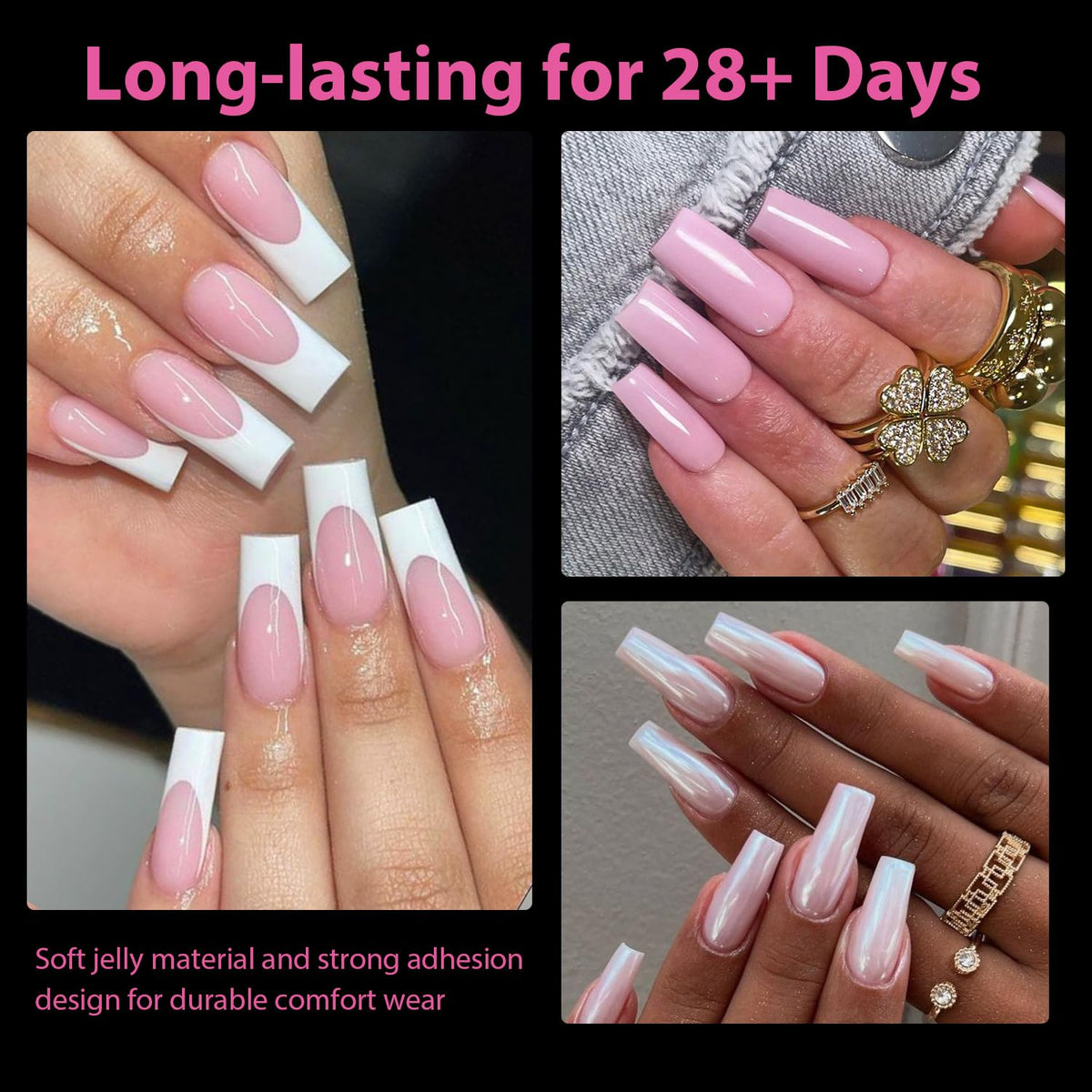 UNA GELLA Square Fake Nails, 504pcs Gel Nail Tips Clear Press on Nails Pre-shape for Full Cover