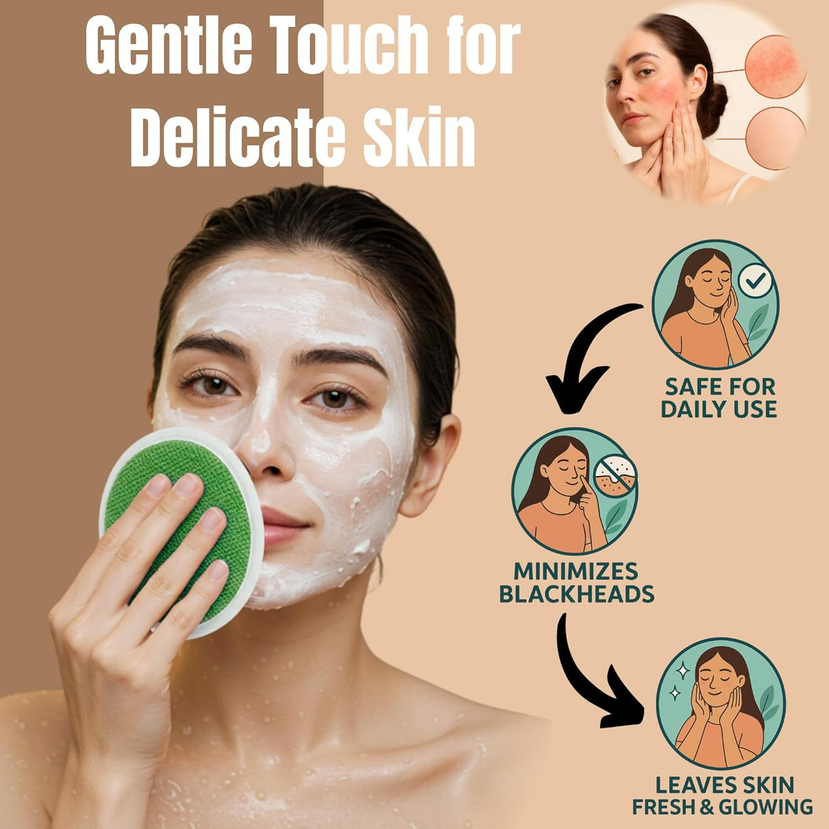 Exfoliating Glove Set (Original) – 3 Pieces Moroccan Hammam Scrub Mitts for Face, Body & Back