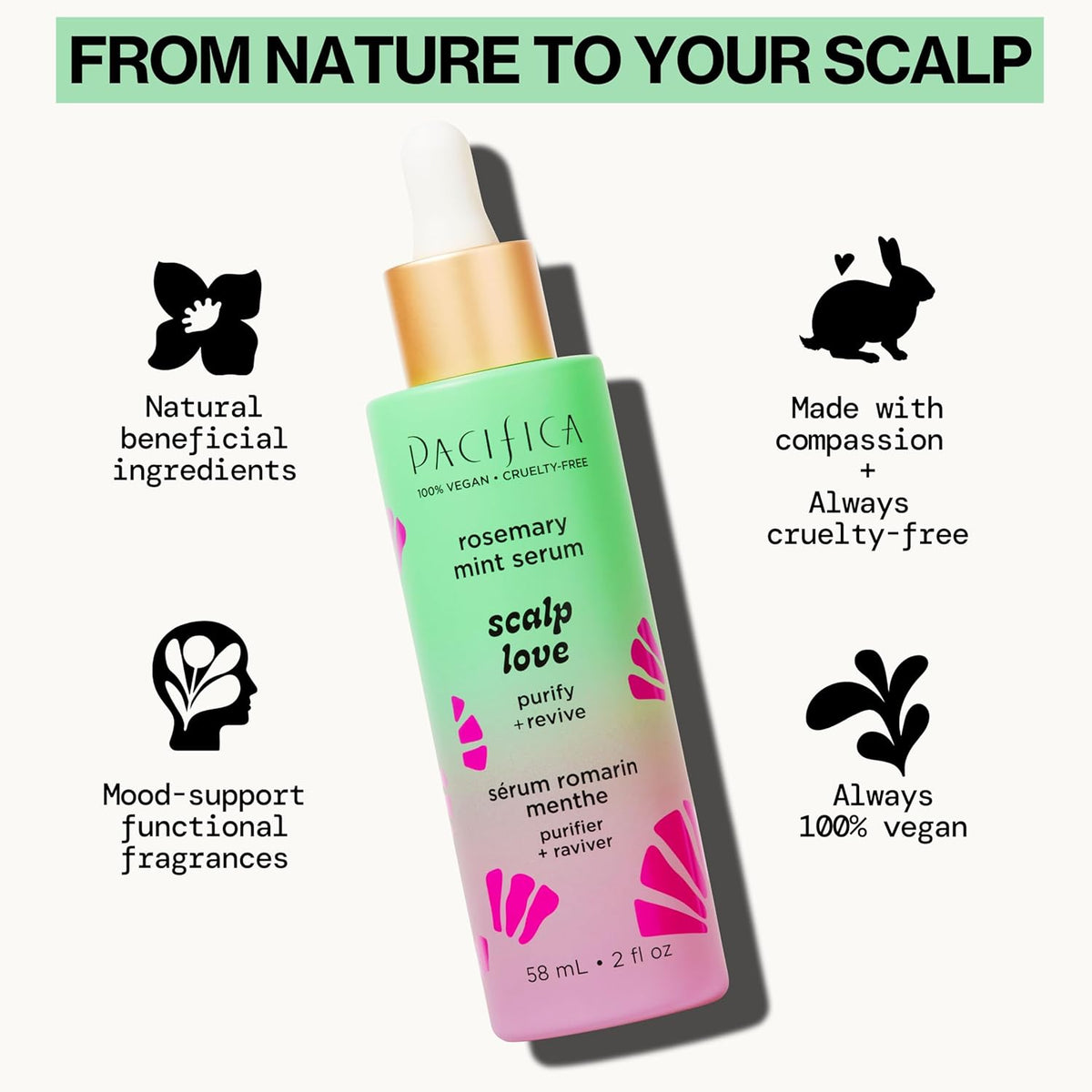 Pacifica Scalp Love Rosemary Mint Serum - Dry, Flaky, and Itchy Scalp Serum, Hydrating