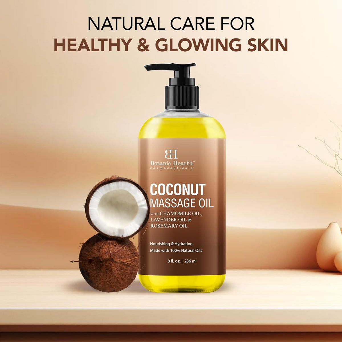 Botanic Hearth Coconut Massage Oil | Ultra|Glide Formula with Soothing Aroma |Made with Natural