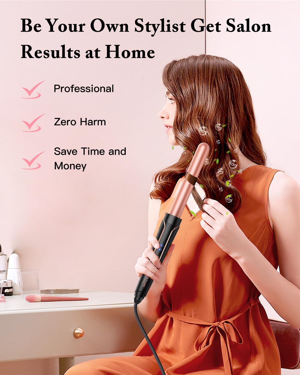 Waver Curling Iron Wand, BESTOPE PRO 5 in 1 Curling Wand Set with 3 Barrel Hair Crimper for Women