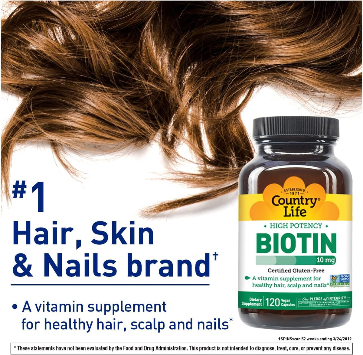 Country Life High-Potency Biotin 10mg - Vegan & Gluten-Free Biotin Supplement for Skin & Nails