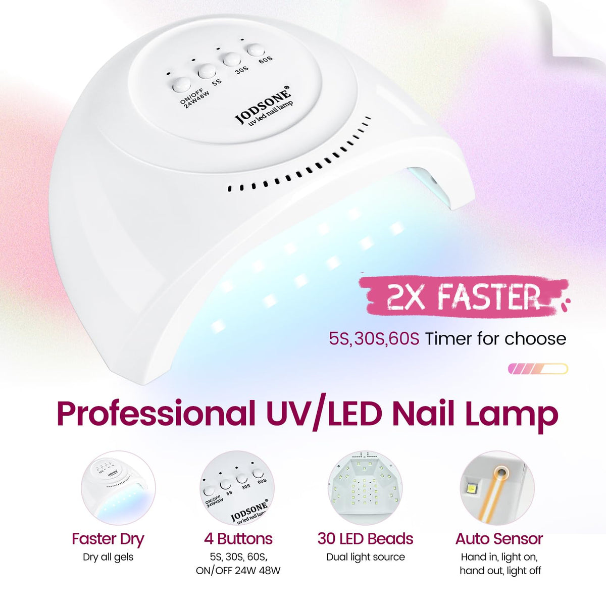 JODSONE Builder Gel Nail Kit with U V Light Base Top Coat 21 Colors High Shine Builder Gel and 100