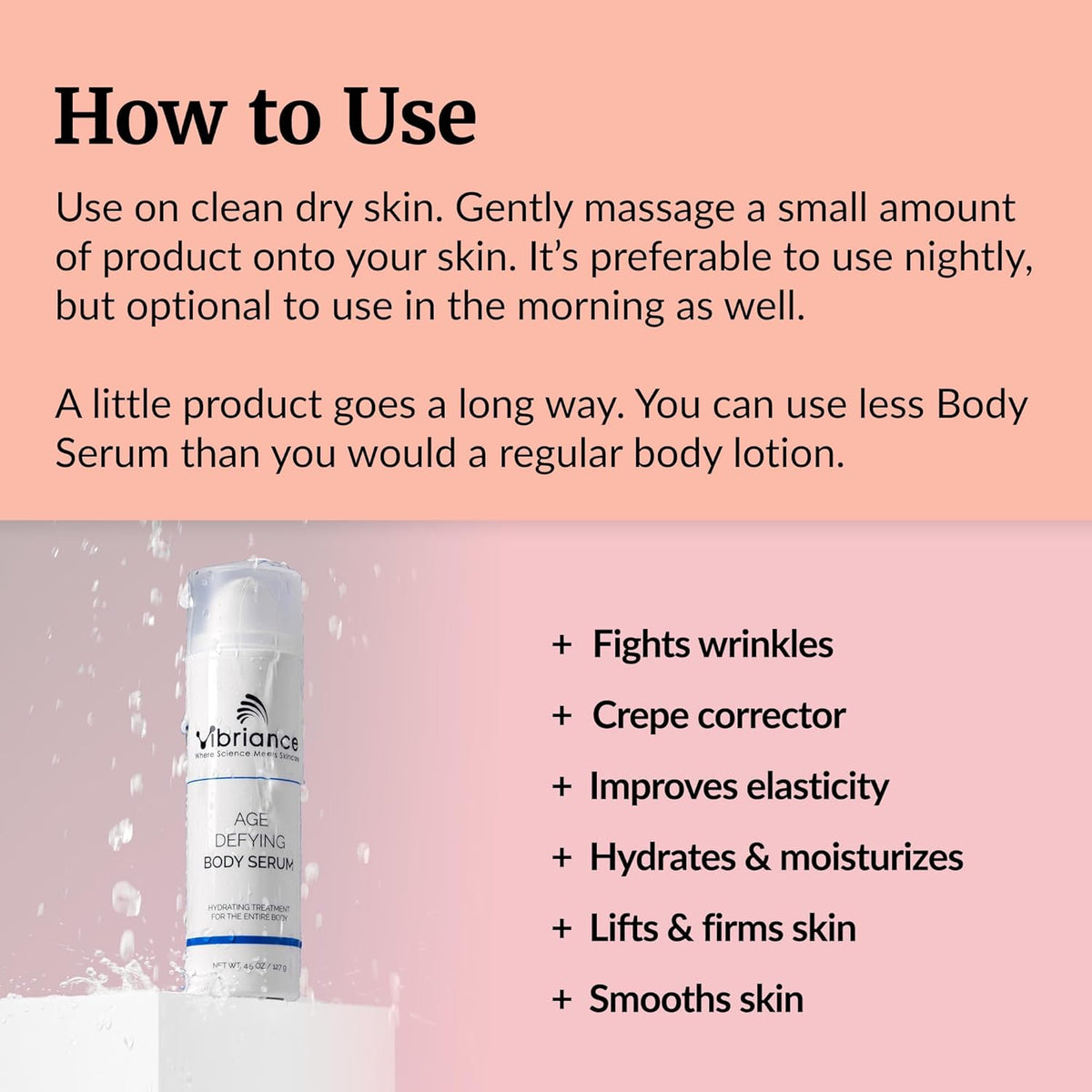 Vibriance Age Defying Body Serum, 4.5 fl oz - Anti Aging and Ultra Hydrating - Infused with