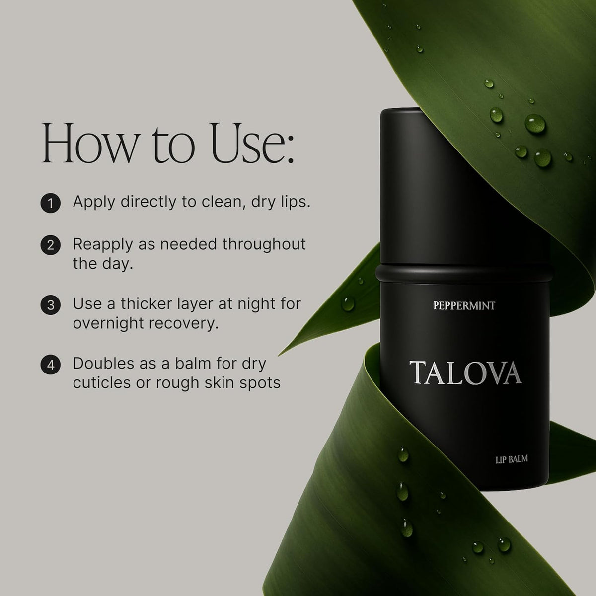 Peppermint Grass-Fed Tallow Lip Balm, Lip Sleeping Mask, Overnight Moisturizer, Natural & Clean