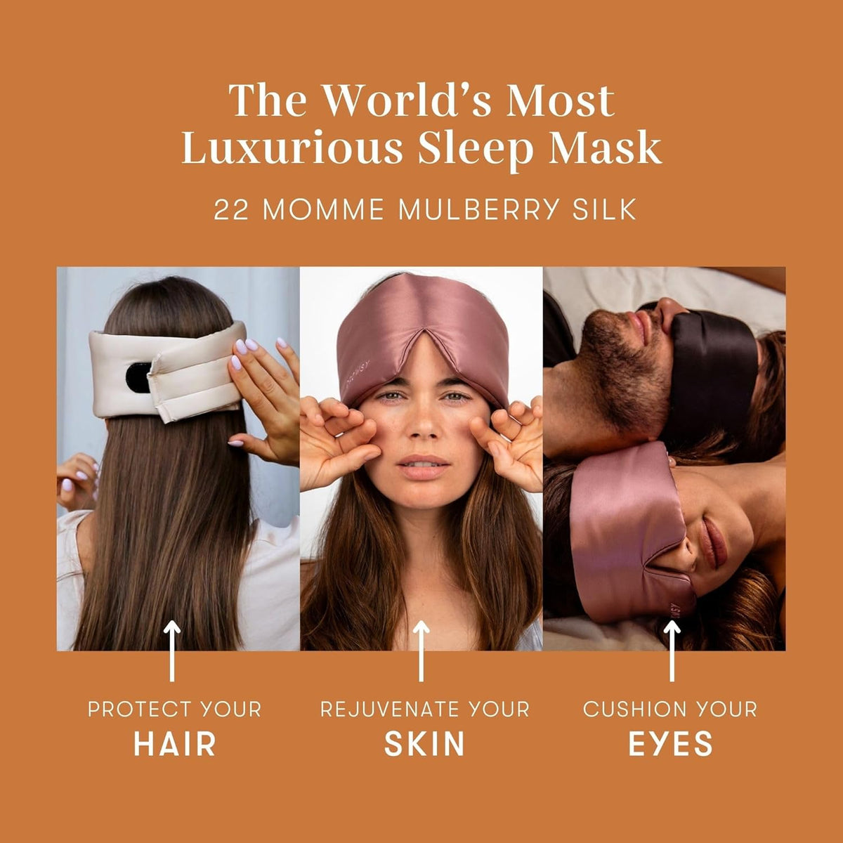 DROWSY Silk Sleep Mask. Face-Hugging, Padded Silk Cocoon for Luxury Sleep in Total Darkness.