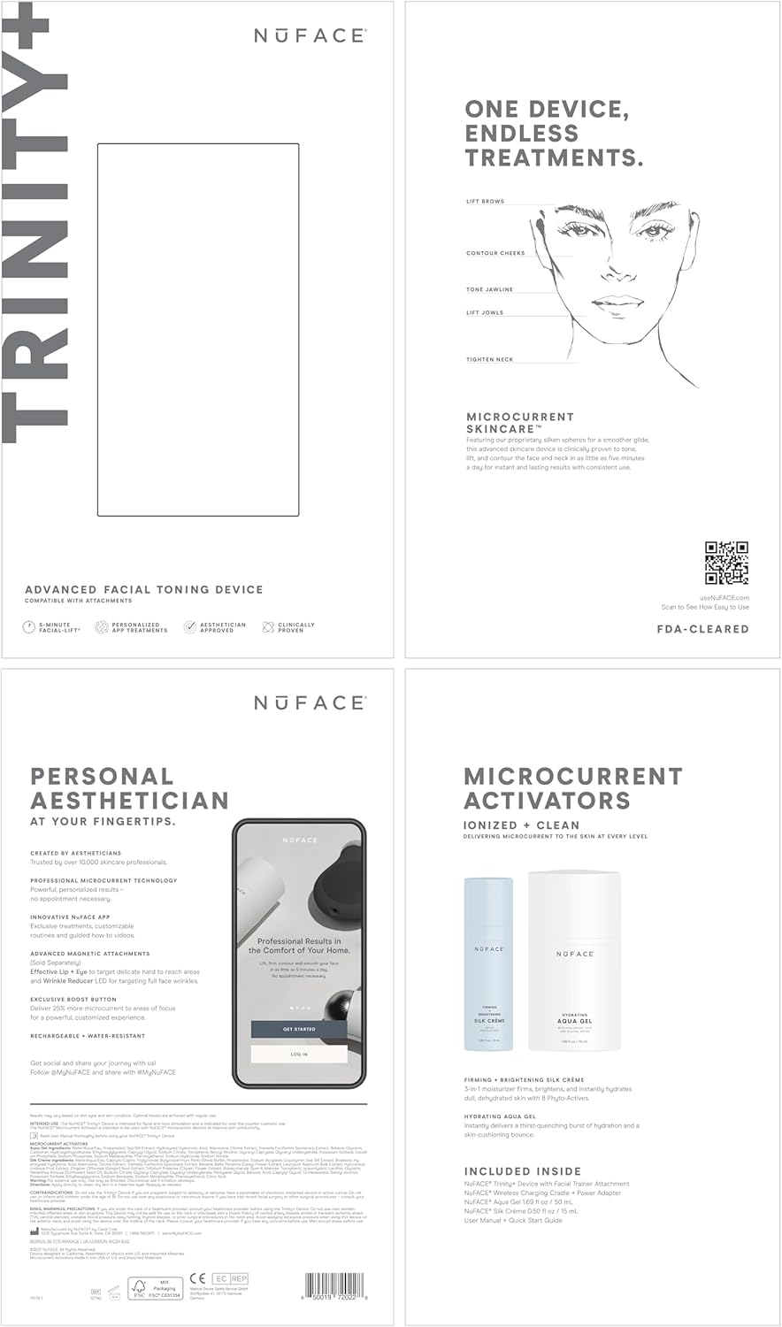 NuFACE TRINITY+ Microcurrent Facial Device Kit - FDA Cleared Face Sculpting & Neck Tightening