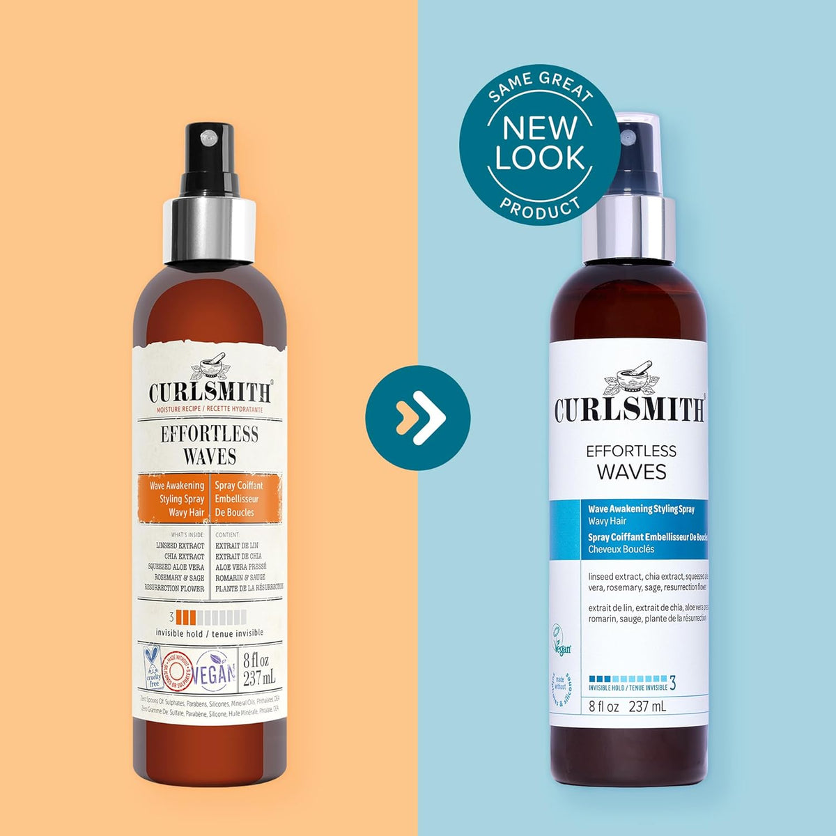 CURLSMITH - Effortless Waves Styling Spray, Lightweight and Moisturising, Reduce Frizz, Natural