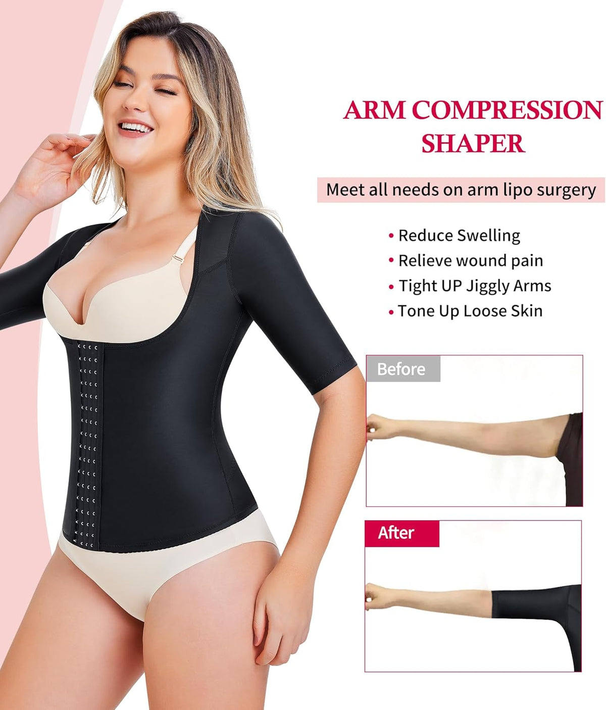 Gotoly Women Waist Trainer Corset Tummy Control Shapewear Upper Arm Shaper Post Surgical Slimmer