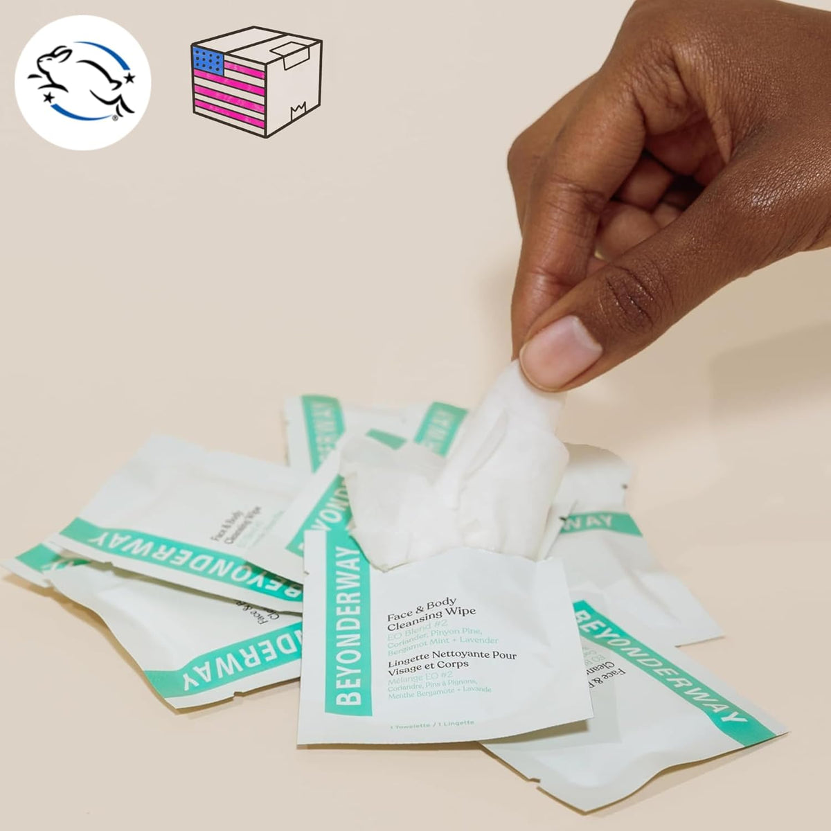 Cleansing Wipes - Essential Oils Blend of Bergamot Mint, Coriander, Lavender, Pinyon Pine with Aloe