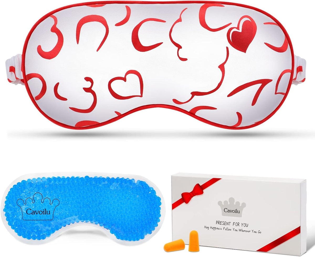 Sleep Mask w/Cooling Gel Eye Mask, Silk Eye Mask for Sleeping, Hot & Cold Eye Masks, Blindfold