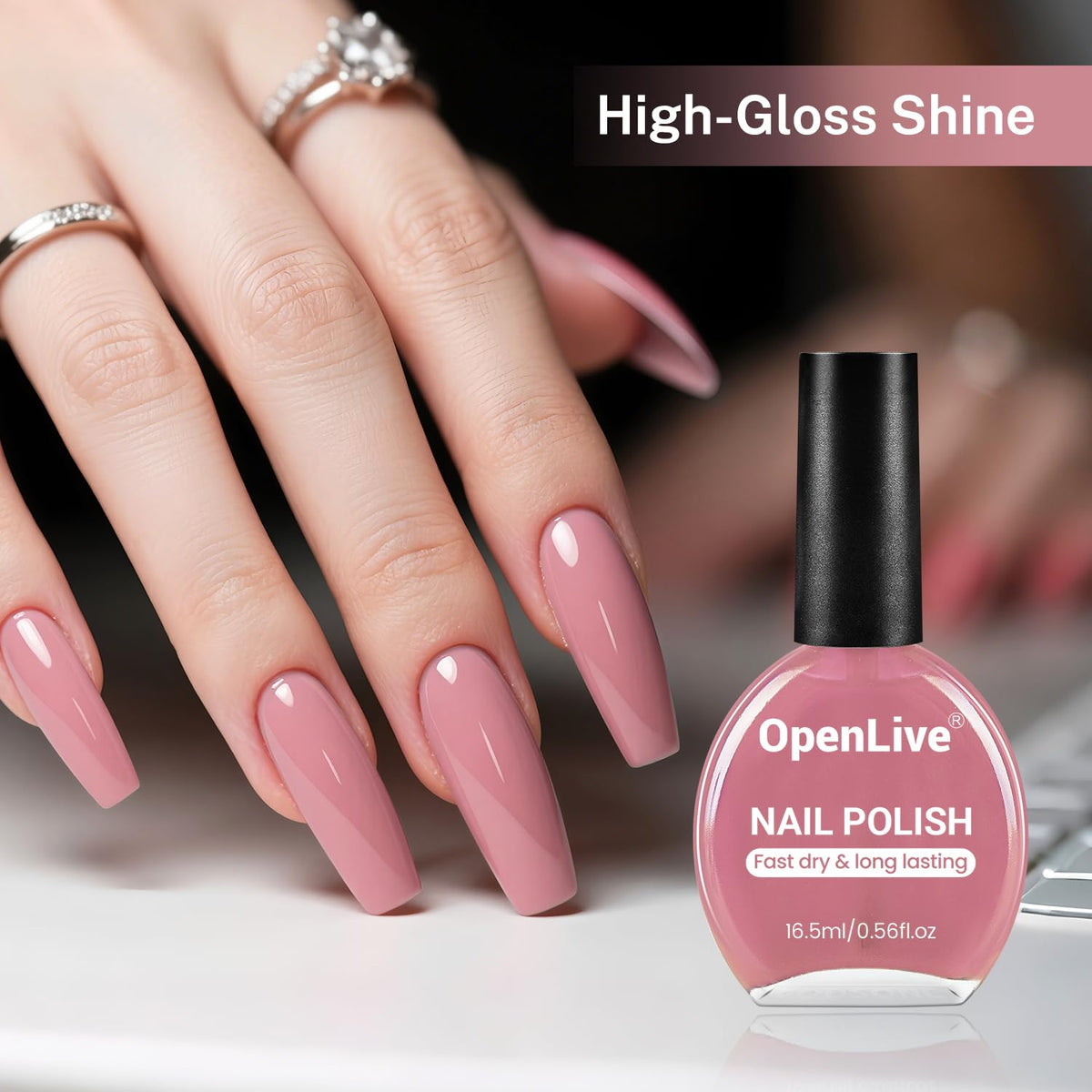 16.5ml Dusty Rose Nail Polish Large Volume Quick Drying Light Pink Nail Polish, Fast Drying and