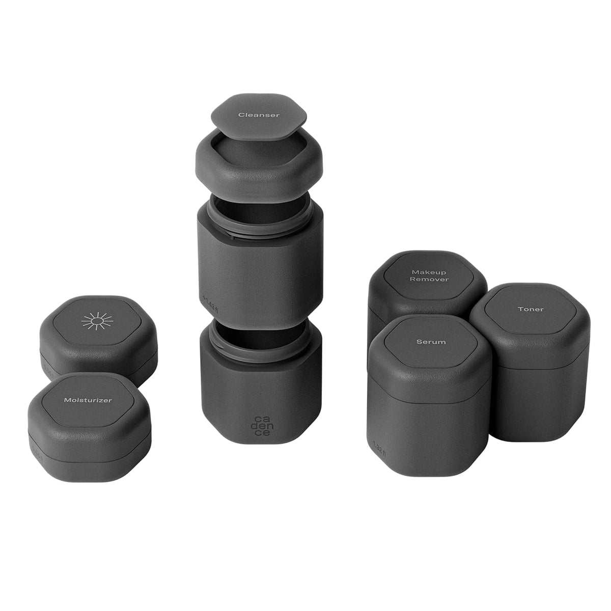 Cadence Travel Containers - Full Skincare Set - Magnetic Containers with Lids,Carry On Travel
