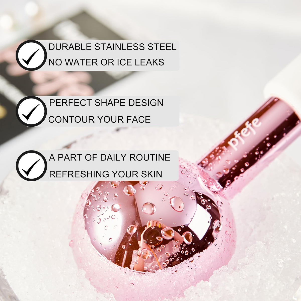 Ice Globes for Face & Eyes, Unbreakable Stainless Steel Cryo Sticks for Beauty Routines, Facials