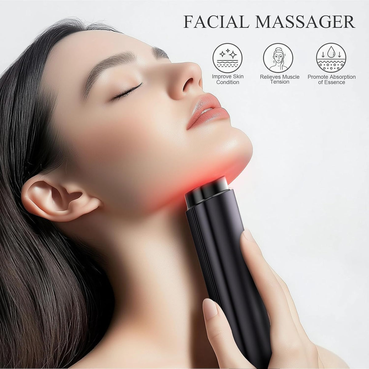 Microcurrent Facial Device, BNU 3-in-1 Light Therapy Beauty Massager for Wrinkle, Lifting, Firming