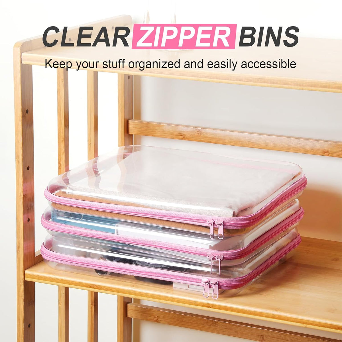 Hoolerry 3 Pcs Clear Hard Zipper Case Plastic Pouch Transparent Hard Case Clear Makeup Bag Portable