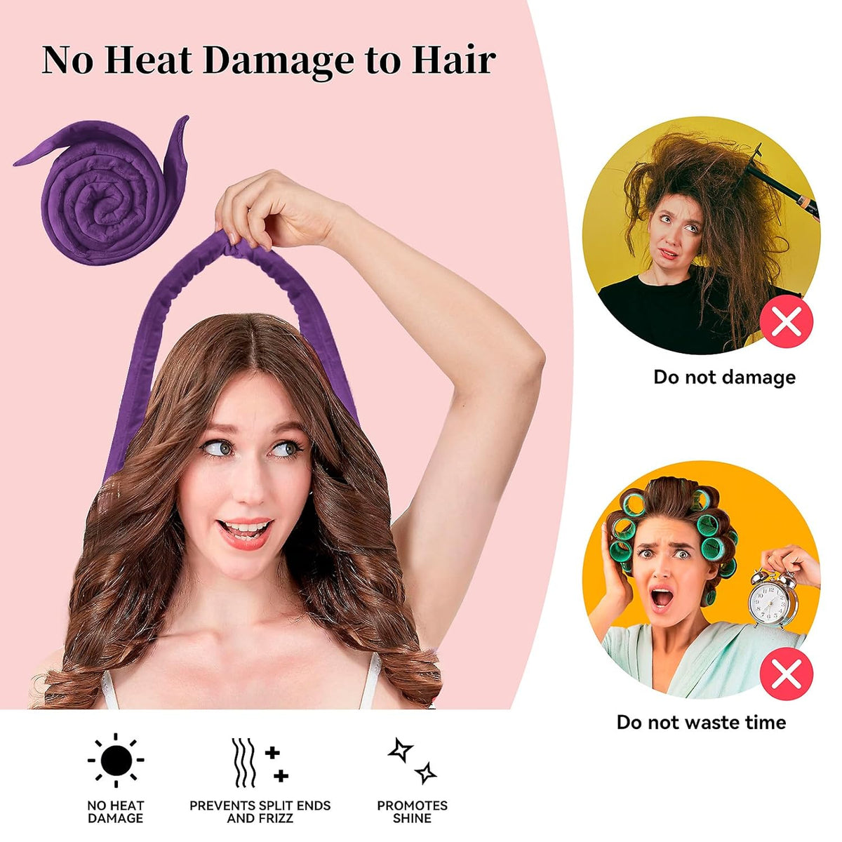 Heatless Curling Rod Headband, Upgraded 60' Extra Long Soft Velvet Hair Curlers to Sleep In, No