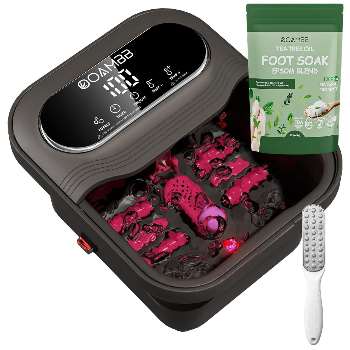 Collapsible Foot Spa with Heat, Bubble and Temp Control, Foot Bath Massager with XL Touch Screen