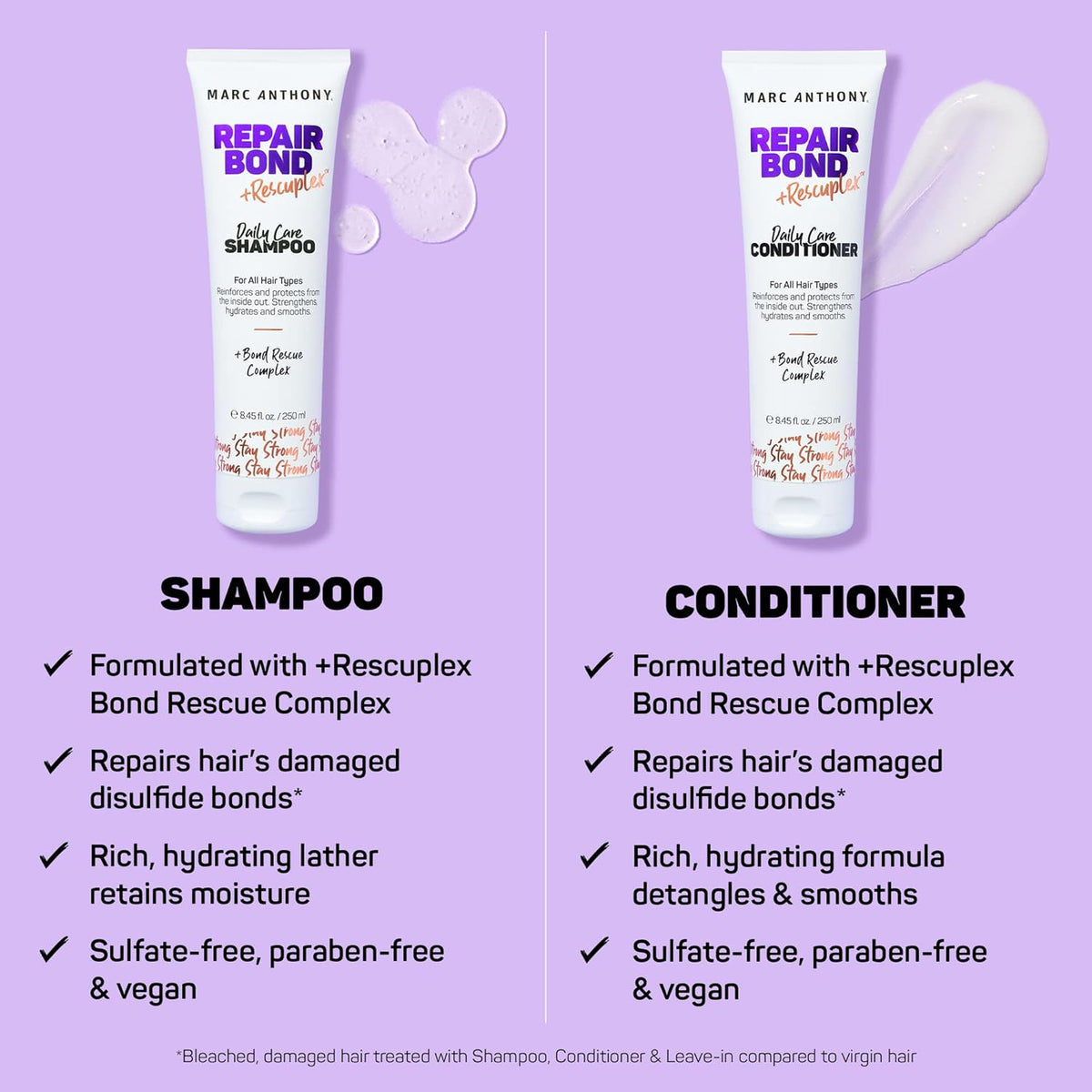 Marc Anthony Repairing Shampoo & Conditioner Set - Rescuplex Bond Repair, Strengthens Hair