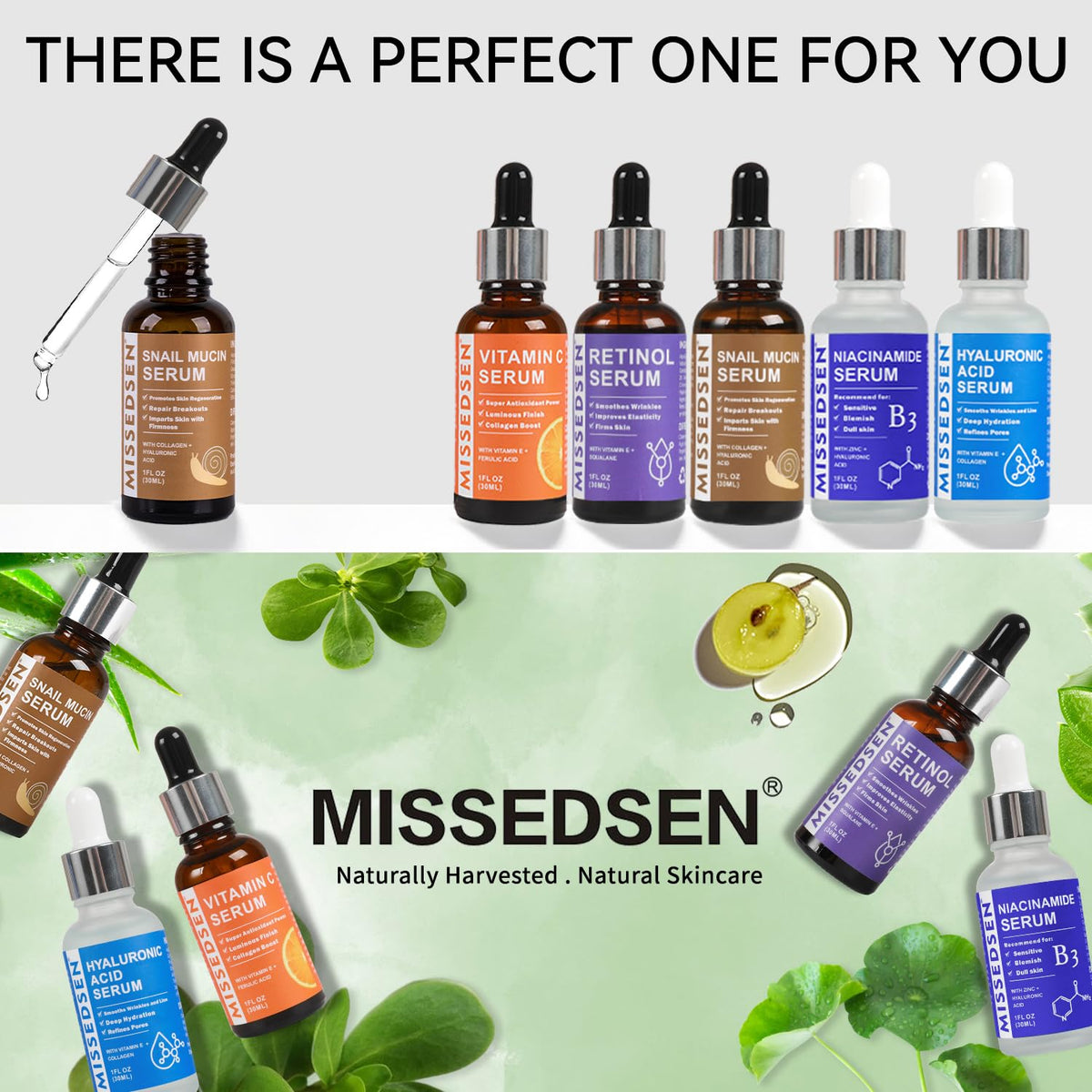 Snail Mucin Serum for Face with Collagen & Hyaluronic Acid,Smoothes Wrinkles,Improves