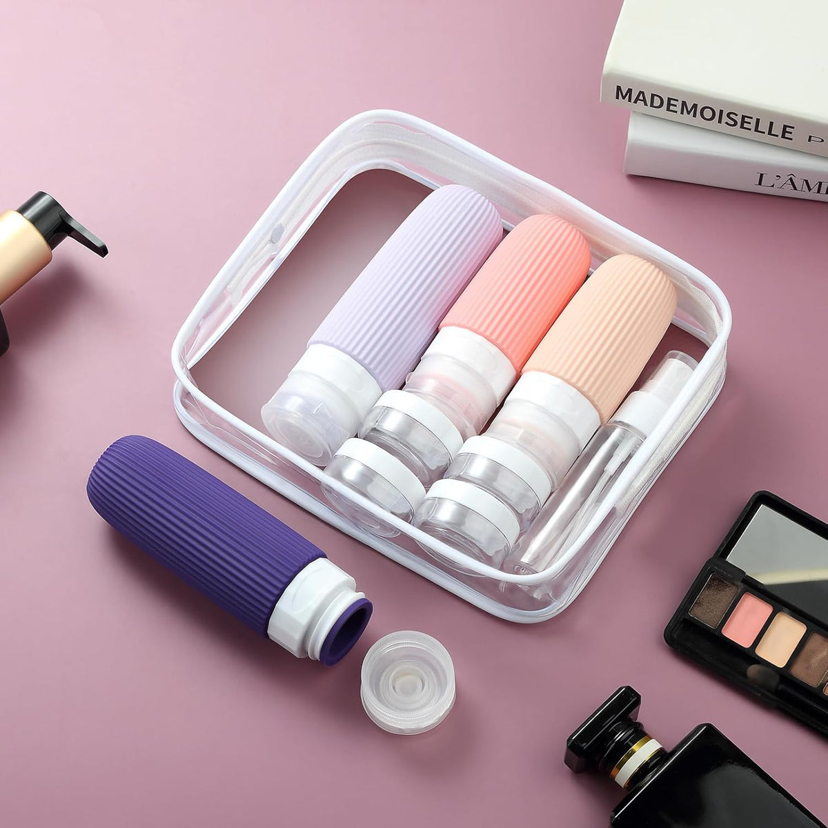 16 Pack Travel Bottles Set, TSA Approved Leak Proof Silicone Squeezable Containers for Toiletries