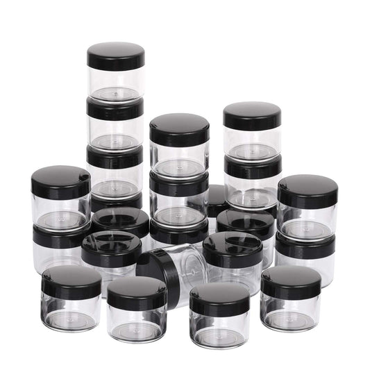 100 Count Refillable Cosmetic Containers with Lids 20 Grams Black Makeup Sample Jars for Beauty