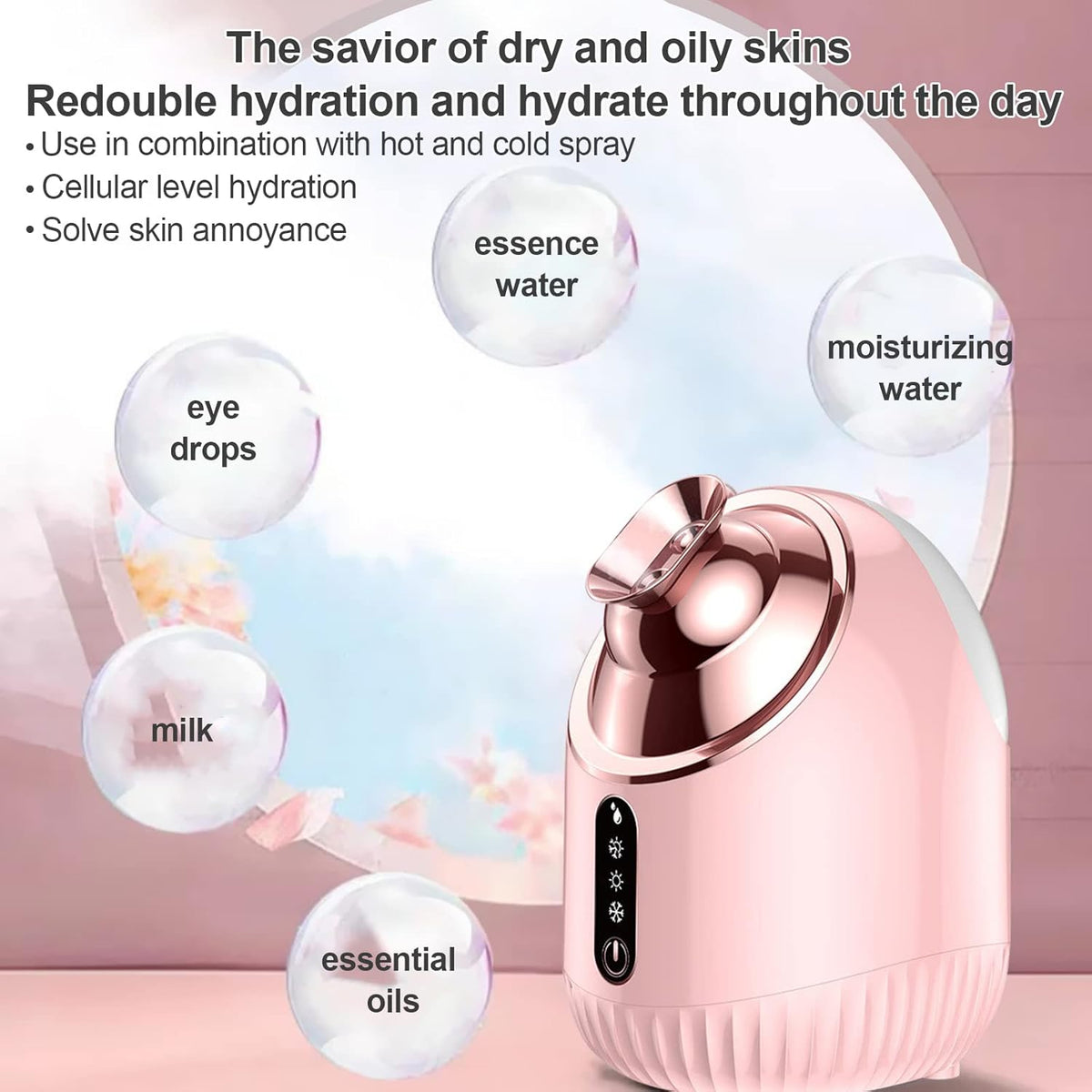 Facial Steamer - Nano Ionic Facial Steamer with Cold&Warm&Hot Mist,240ml Large Water Tank,Small