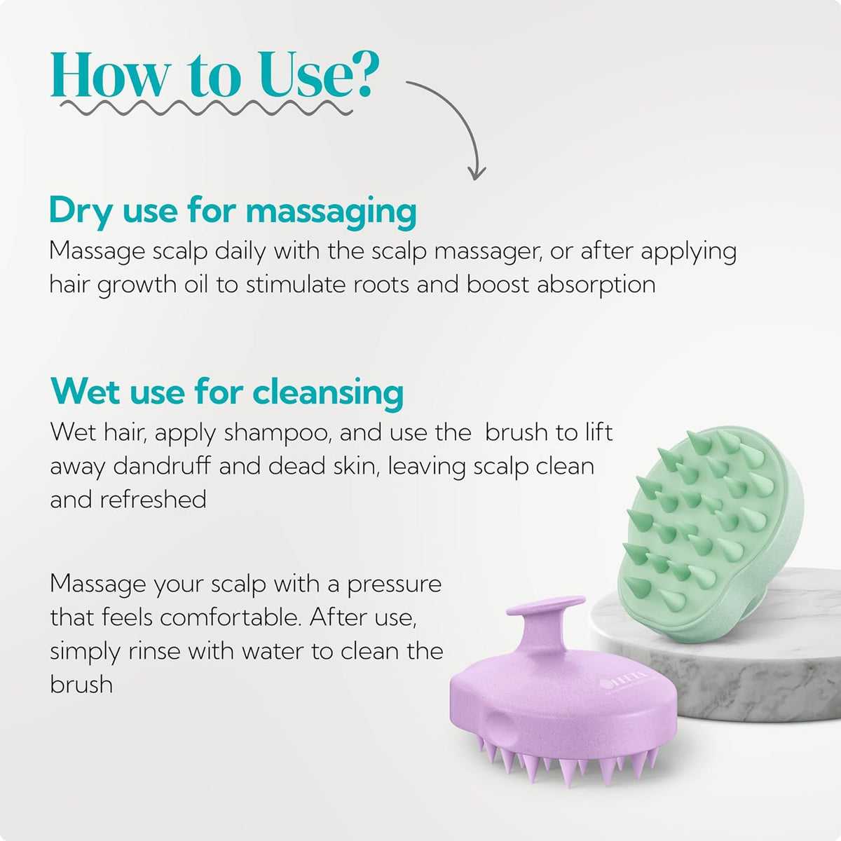 HEETA Scalp Massager 2 Pack for Hair Growth, Soft Silicone Bristles to Remove Dandruff and Relieve