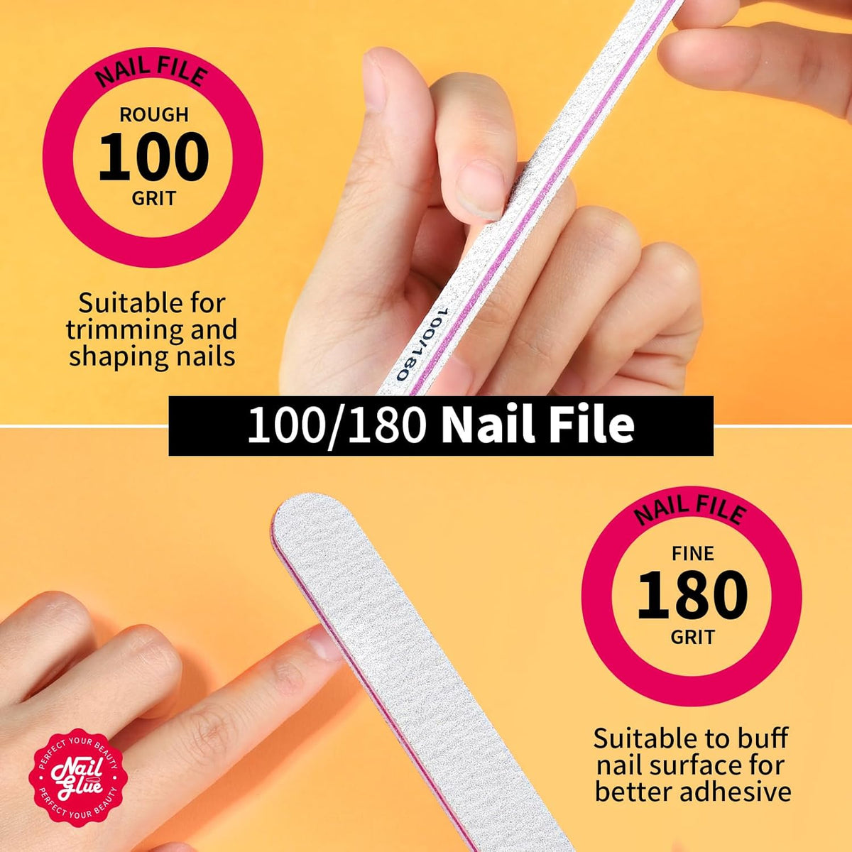 Teenitor Pink Nail Glue, 10 Pack Brush On, Strong for Press Ons & Acrylic Nails, Water Resistant