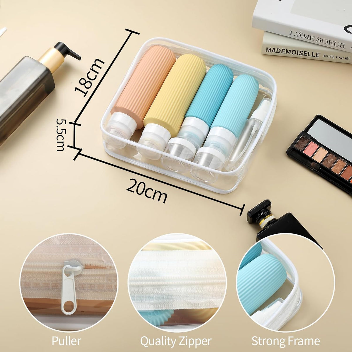 16 Pack Travel Bottles for Toiletries, Large 6oz Silicone Travel Containers jar for Toiletries
