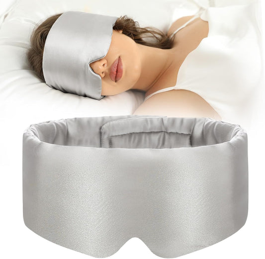 100% Mulberry Silk Sleep Mask Eye Mask for Women Man with Adjustable Band, for Side Sleeper