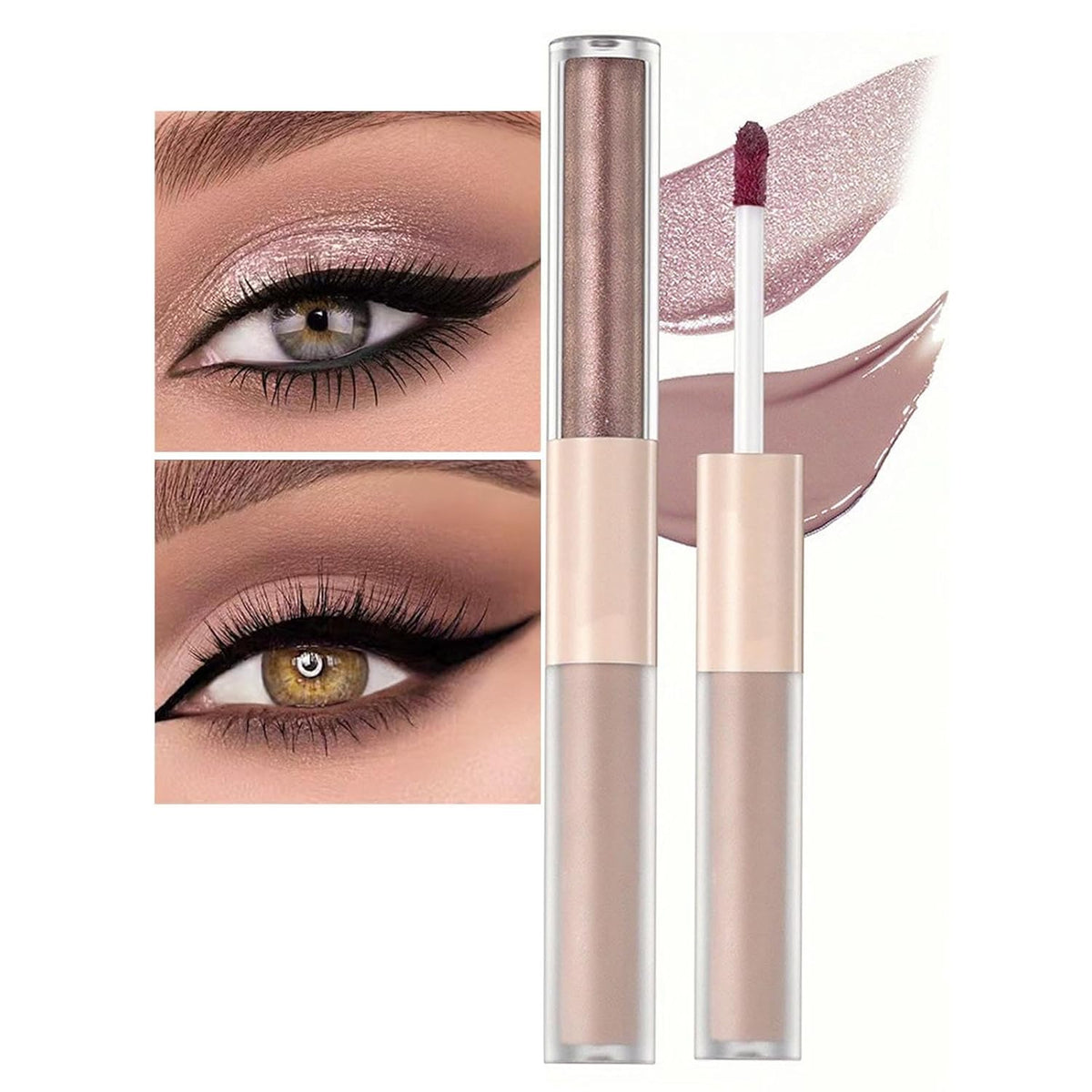 Rosy Brown Liquid Eyeshadow Matte Double Ended Glitter Metallic Eyeshadow Pencil Primer Base Quick