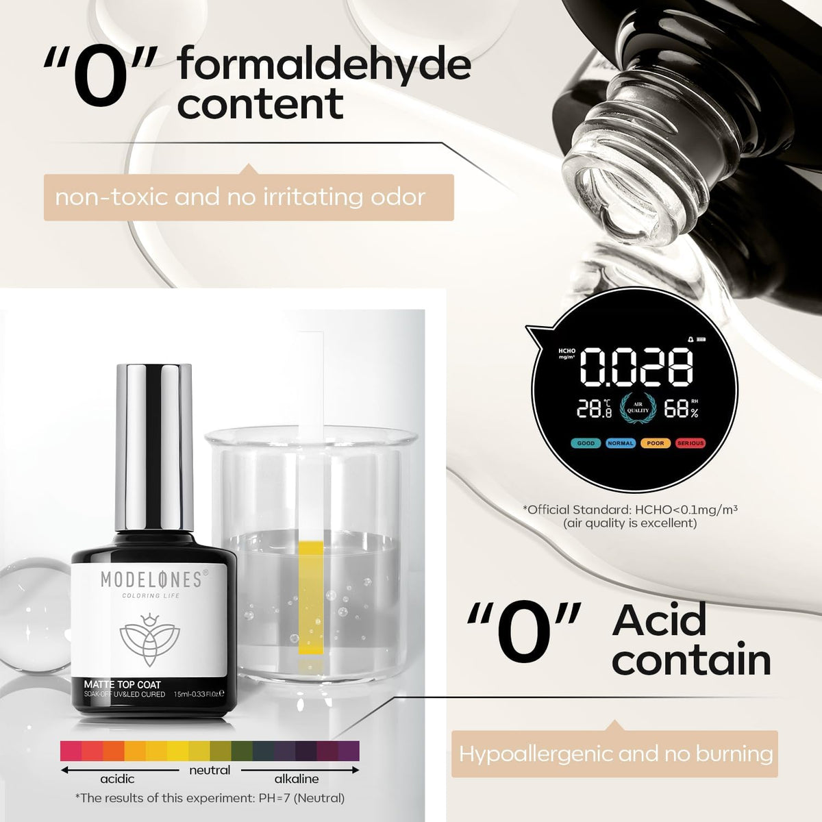 modelones Matte Gel Nail Polish Top Coat, 15ml No Wipe Top Coat Summer Gel Nail Polish Soak Off