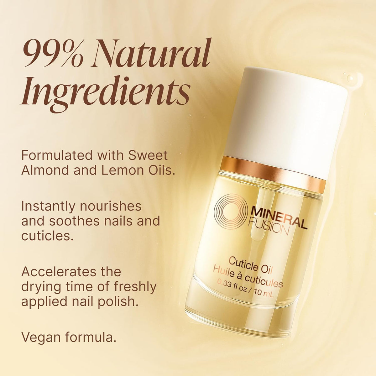 Mineral Fusion Cuticle Oil Nail Treatment - Natural Moisturizer with Vitamin E and Sweet Almond Oil