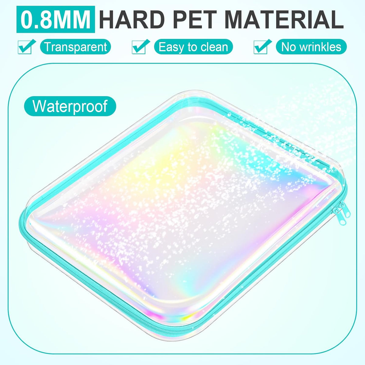 Hoolerry 3 Pcs Clear Hard Zipper Case Plastic Pouch Transparent Hard Case Clear Makeup Bag Portable