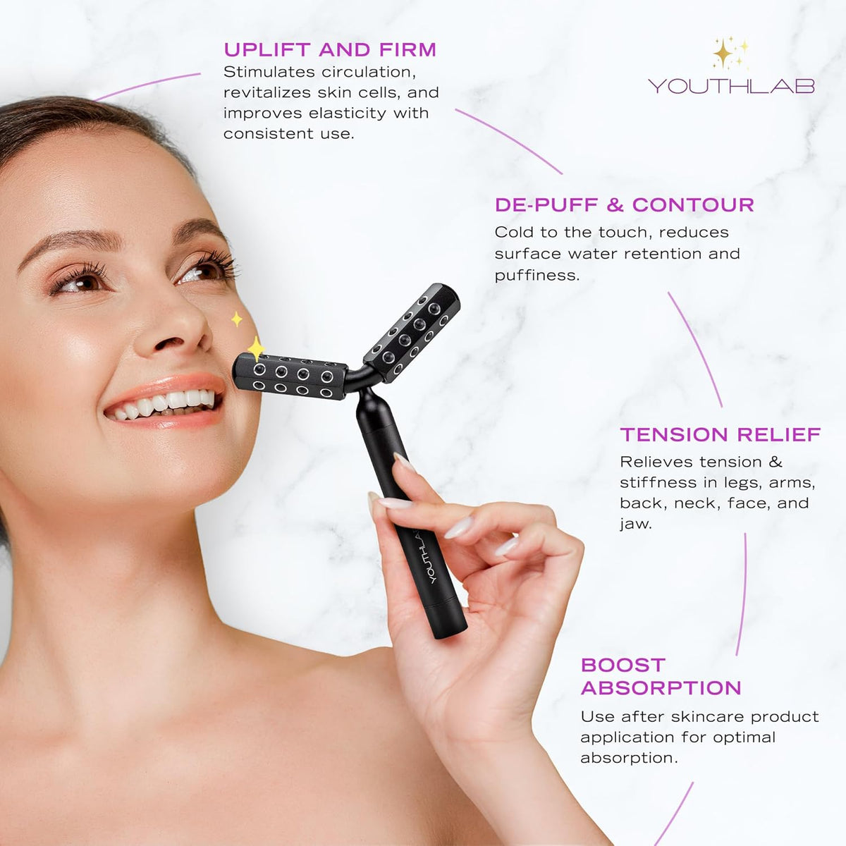 Revolution Roller - Germanium Stone Uplifting Face/Body Beauty Massage Tool/Roller/Wand for Skin