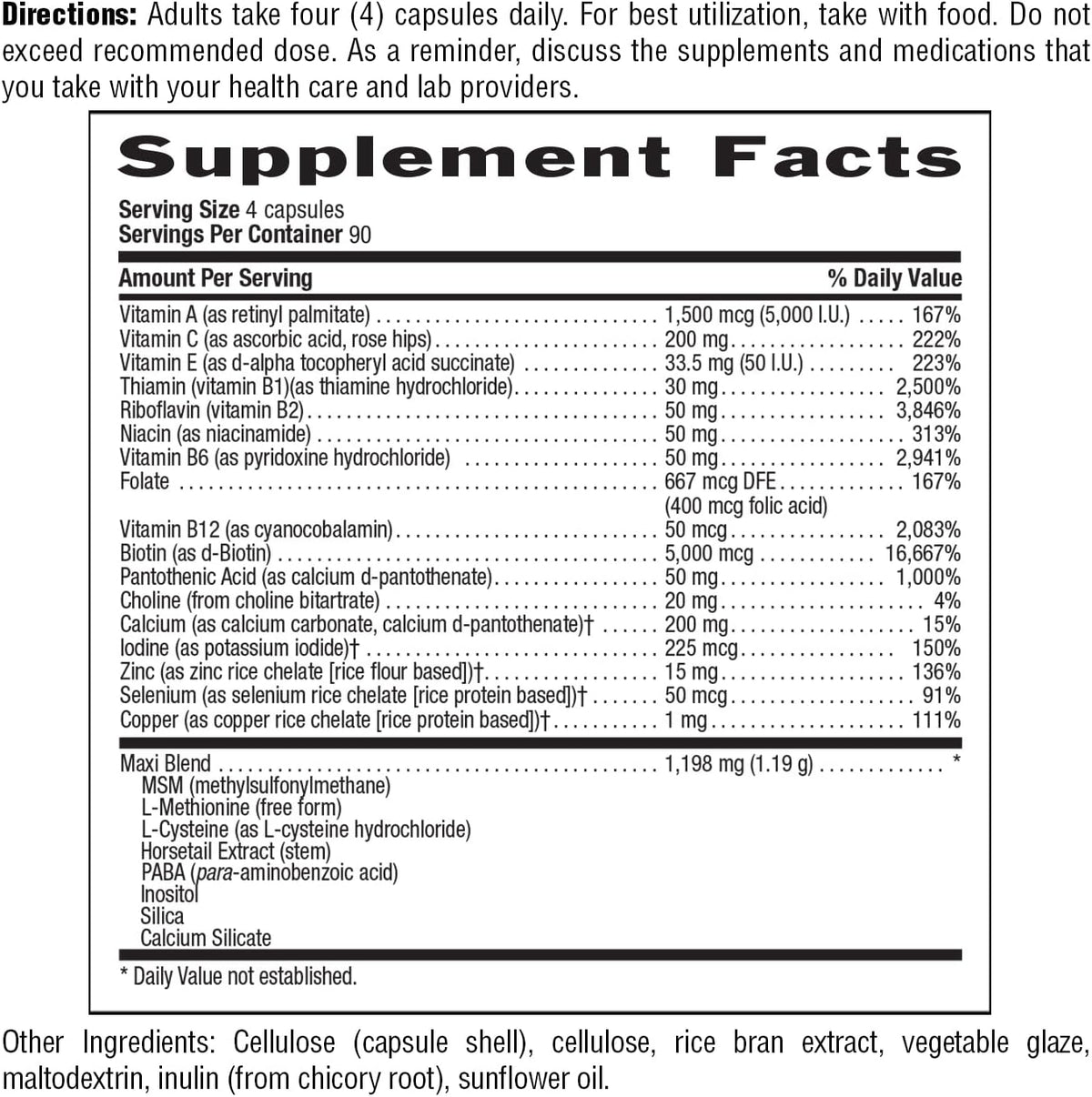 Country Life Maxi-Hair Plus 5000 mcg Biotin, 360 Capsules, Certified Gluten Free, Certified
